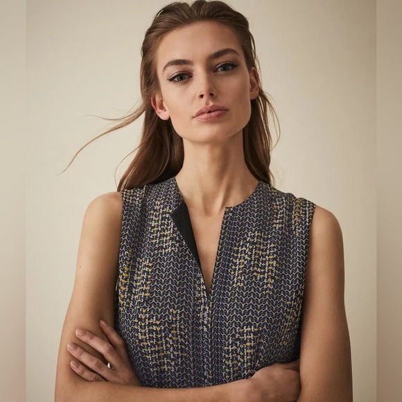 REISS Stefania Printed Dress in Black Yellow Multi Size 8. - Picture 14 of 16